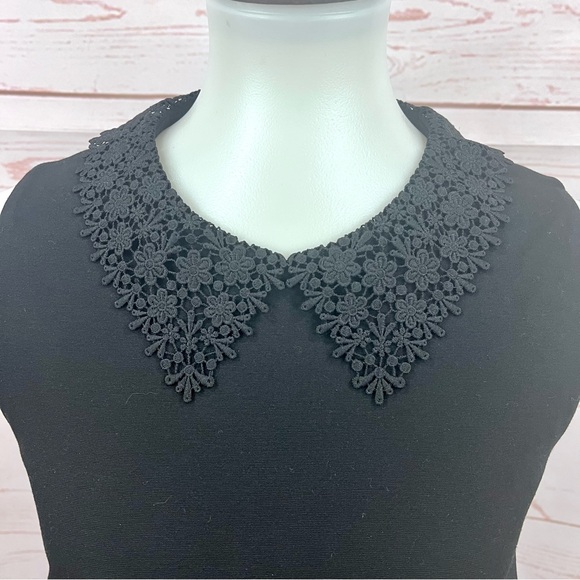 Kate Spade Crochet Lace Peter Pan Collar Ponte Knit Sleeveless Flare Dress - Picture 5 of 14